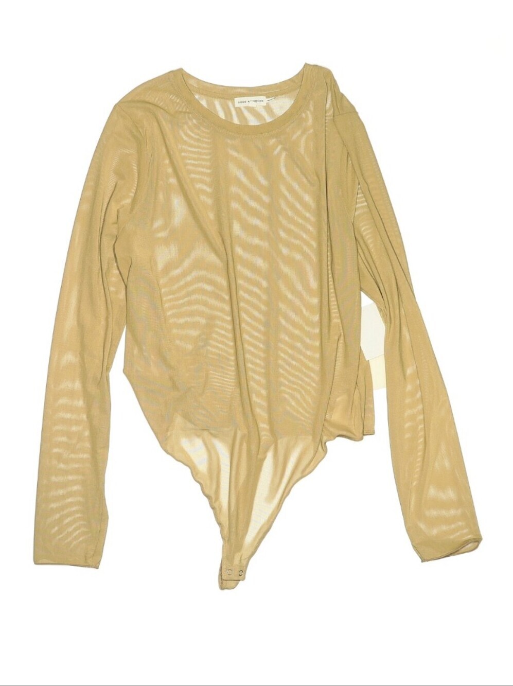NWT Good American Sheer Mesh Long Sleeve Bodysuit Pecan Neutral Size 5 Plus - Picture 2 of 7